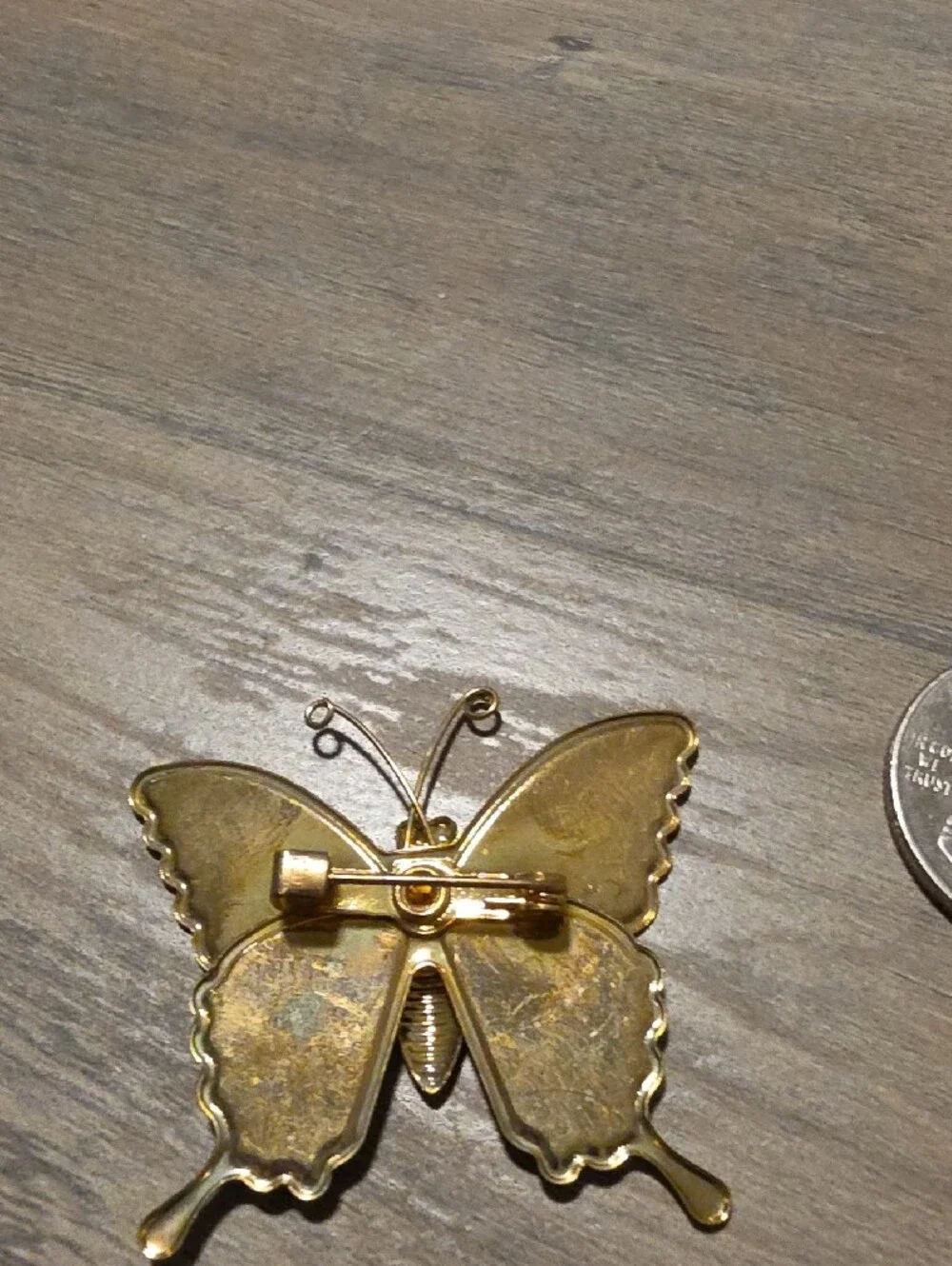 Multicolor Glitter Butterfly Brooch - Gold Trim